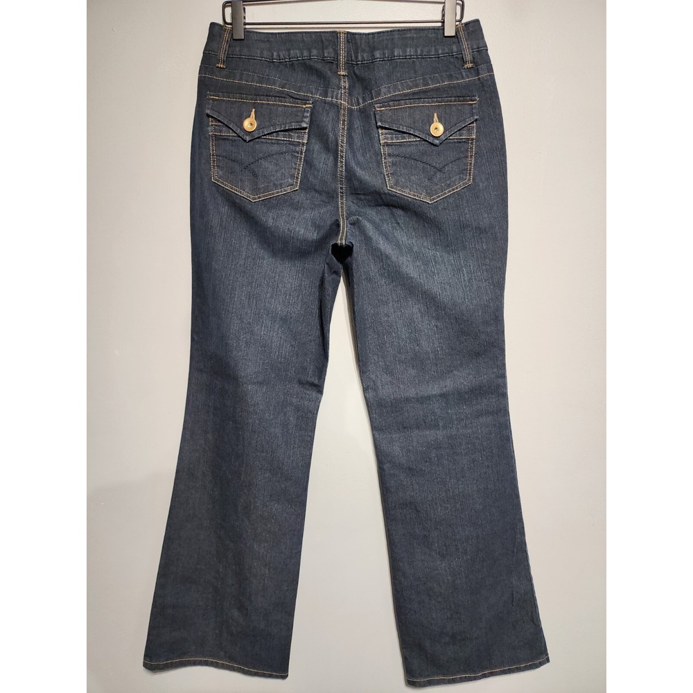 French Cuff Womens Size 10 Blue Jeans Bootcut Flap Pockets Dark Wash Denim